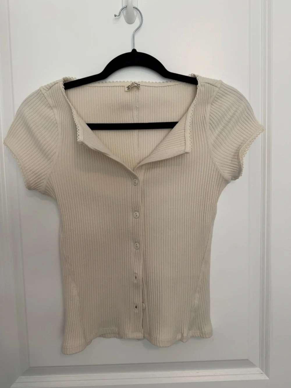 Free People Ribbed Button-Front Top - Picture 1 of 6
